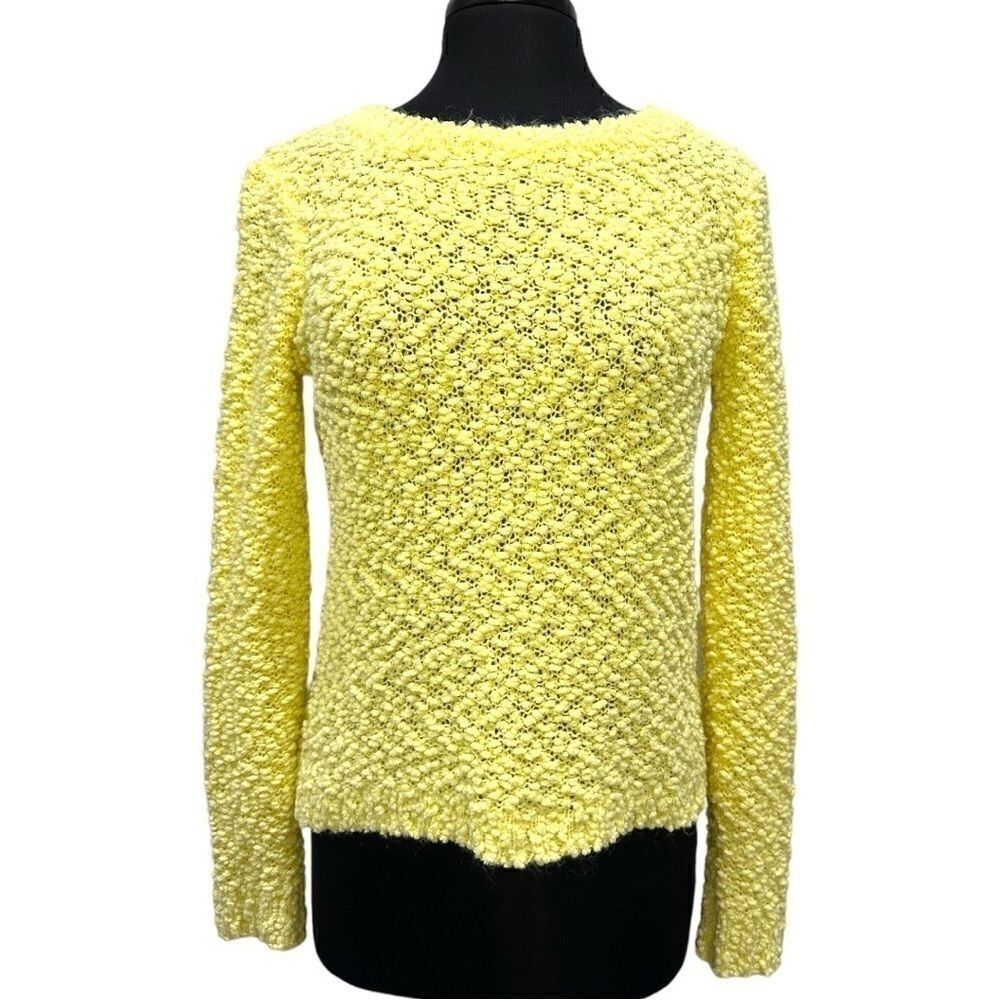 POL Yellow Boucle Pullover Crewneck Sweater Sz M
